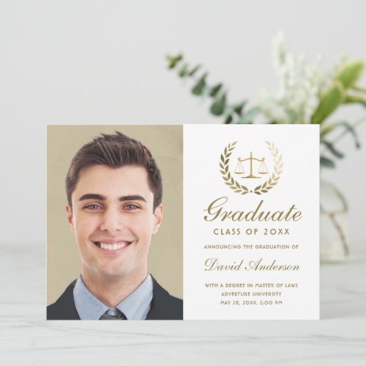 Goldskala des Justizwesens Weißer Abschluss Ankündigung (Stehend Vorderseite)