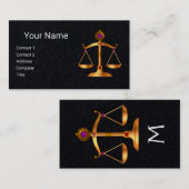 GOLDSKALEN DES RECHTS, JUSTIZMONOGRAMM, Schwarzes Visitenkarte (Vorne/Hinten)