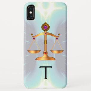 GOLDSKALEN DES RECHTS MIT GEM STONES MONOGRAM Aqua Case-Mate iPhone Hülle