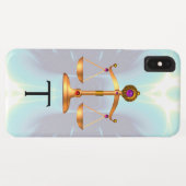 GOLDSKALEN DES RECHTS MIT GEM STONES MONOGRAM Aqua Case-Mate iPhone Hülle (Rückseite (Horizontal))