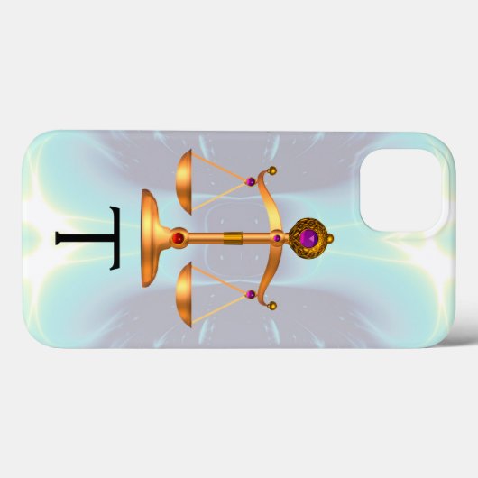 GOLDSKALEN DES RECHTS MIT GEM STONES MONOGRAM Aqua Case-Mate iPhone Hülle (Rückseite (Horizontal))