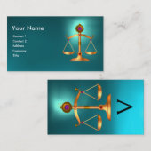 GOLDSKALEN DES RECHTS MIT GEM STONES MONOGRAM Aqua Visitenkarte (Vorne/Hinten)