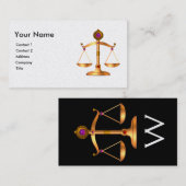 GOLDSKALEN DES RECHTS MIT GEM STONES MONOGRAM, sch Visitenkarte (Vorne/Hinten)
