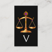 GOLDSKALEN DES RECHTS MIT GEM STONES MONOGRAM, sch Visitenkarte (Rückseite)