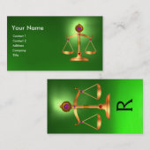 GOLDSKALEN MIT GEM STONES MONOGRAM Green Visitenkarte (Vorne/Hinten)