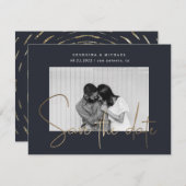 Goldskript ein Foto Save the Date Postkarte (Vorne/Hinten)