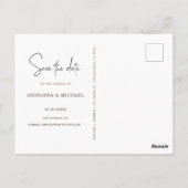 Goldskript ein Foto Save the Date Postkarte (Rückseite)