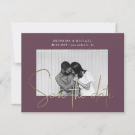 Goldskript ein Foto Save the Date Postkarte
