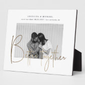 Goldskript ein Foto Save the Date Verlobung Fotoplatte (Seite)