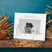 Goldskript ein Foto Save the Date Verlobung Fotoplatte (Seite)