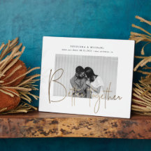 Goldskript ein Foto Save the Date Verlobung