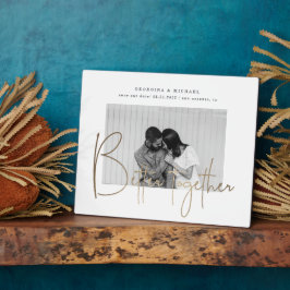 Goldskript ein Foto Save the Date Verlobung Fotoplatte