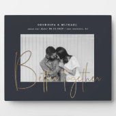 Goldskript ein Foto Save the Date Verlobung pla Fotoplatte (Vorderseite)