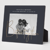 Goldskript ein Foto Save the Date Verlobung pla Fotoplatte (Seite)