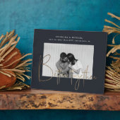 Goldskript ein Foto Save the Date Verlobung pla Fotoplatte (Seite)