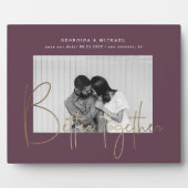 Goldskript ein Foto Save the Date Verlobung pla Fotoplatte (Vorderseite)