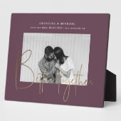 Goldskript ein Foto Save the Date Verlobung pla Fotoplatte (Seite)