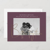 Goldskript ein Foto Save the Date Verlobung Pos Postkarte (Vorne/Hinten)