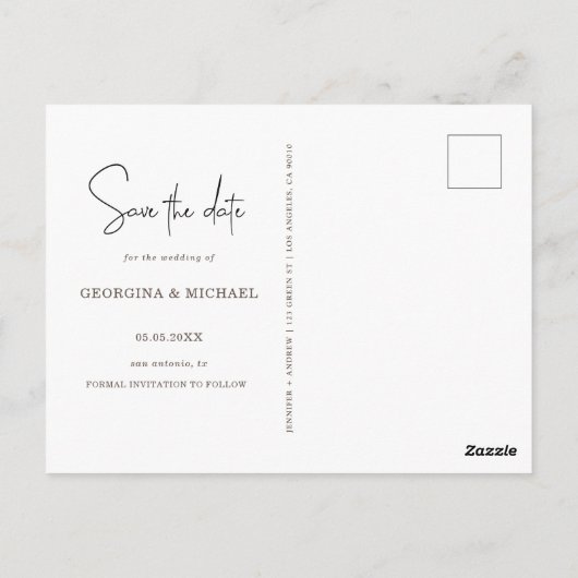 Goldskript ein Foto Save the Date Verlobung Pos Postkarte (Rückseite)