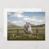 Goldskript-Typografie danken Ihnen Foto-Postkarte Postkarte (Vorne/Hinten)