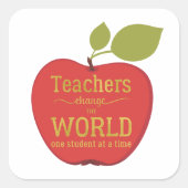 Goldskripte für Lehrer an der Schule für roten Apf Quadratischer Aufkleber (Vorderseite)