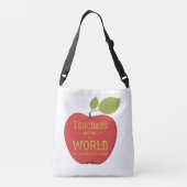 Goldskripte für Lehrer an der Schule für roten Apf Tragetaschen Mit Langen Trägern (Rückseite)