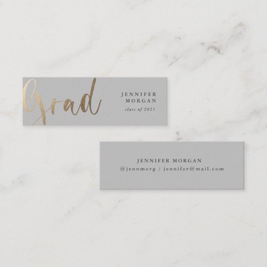 Goldskriptkarte für den Abschluss Mini Visitenkarte (Vorne/Hinten)