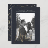 Goldskriptkarte mit einem Foto Verlobung (Vorne/Hinten)