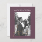 Goldskriptkarte mit einem Foto Verlobung (Vorderseite)