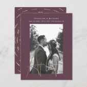 Goldskriptkarte mit einem Foto Verlobung (Vorne/Hinten)