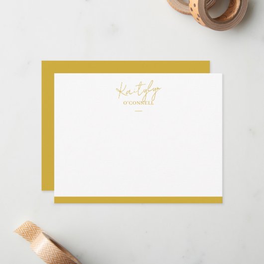 Goldskriptname mit Grenzdesign Mitteilungskarte (Vorderseite/Rückseite Beispiel)