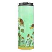 Goldsommer-Sonnenblume-Illustration auf tadellosem Thermosbecher (Rückseite)