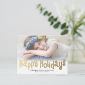 Goldspaß-glückliches Feiertags-Foto-moderne Feiertagspostkarte (Stehend Vorderseite)