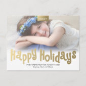 Goldspaß-glückliches Feiertags-Foto-moderne Feiertagspostkarte (Vorderseite)