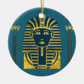 Goldsphinxkopf mit ägyptischen Hieroglyphen Keramik Ornament (Vorne)