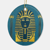 Goldsphinxkopf mit ägyptischen Hieroglyphen Keramik Ornament (Links)