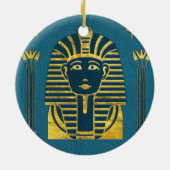 Goldsphinxkopf mit ägyptischen Hieroglyphen Keramik Ornament (Hinten)