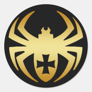 GOLDspinne MIT KREUZ Runder Aufkleber