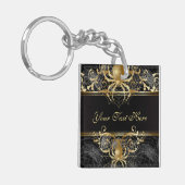 Goldspinnen auf schwarz schlüsselanhänger (Vorderseite links)