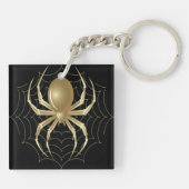 Goldspinnen auf schwarz schlüsselanhänger (Rückseite)