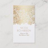 Goldspitze-elegantes Vintages Weiß Visitenkarte (Vorderseite)