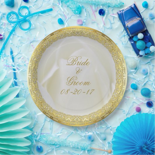 Goldspitzen Abstrakte Rose Hochzeit Pappteller (Party)