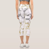 Goldspitzflocken aus schwarzem und weißem Marmor Capri Leggings (Rückseite)