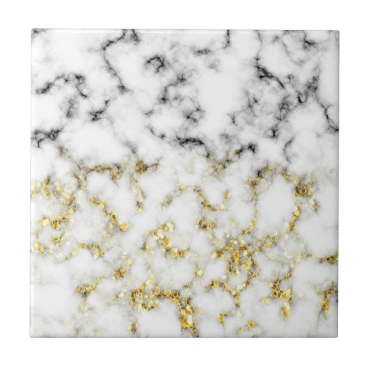 Goldspitzflocken aus schwarzem und weißem Marmor Fliese (Vorderseite)