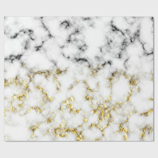 Goldspitzflocken aus schwarzem und weißem Marmor Geschenkpapier (Flach)