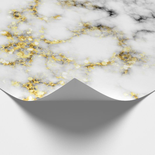 Goldspitzflocken aus schwarzem und weißem Marmor Geschenkpapier (Ecke)