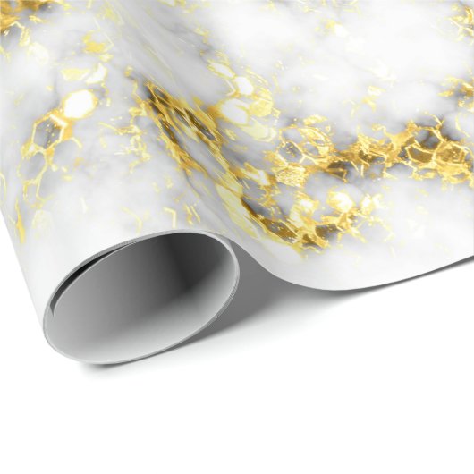 Goldspitzflocken aus schwarzem und weißem Marmor Geschenkpapier (Rolleneckpunkt)