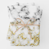 Goldspitzflocken aus schwarzem und weißem Marmor Geschenkpapier Set (Beispiel)