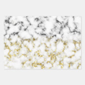 Goldspitzflocken aus schwarzem und weißem Marmor Geschenkpapier Set (Vorderseite)