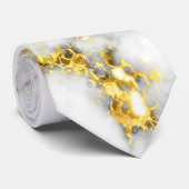 Goldspitzflocken aus schwarzem und weißem Marmor Krawatte (Gerollt)